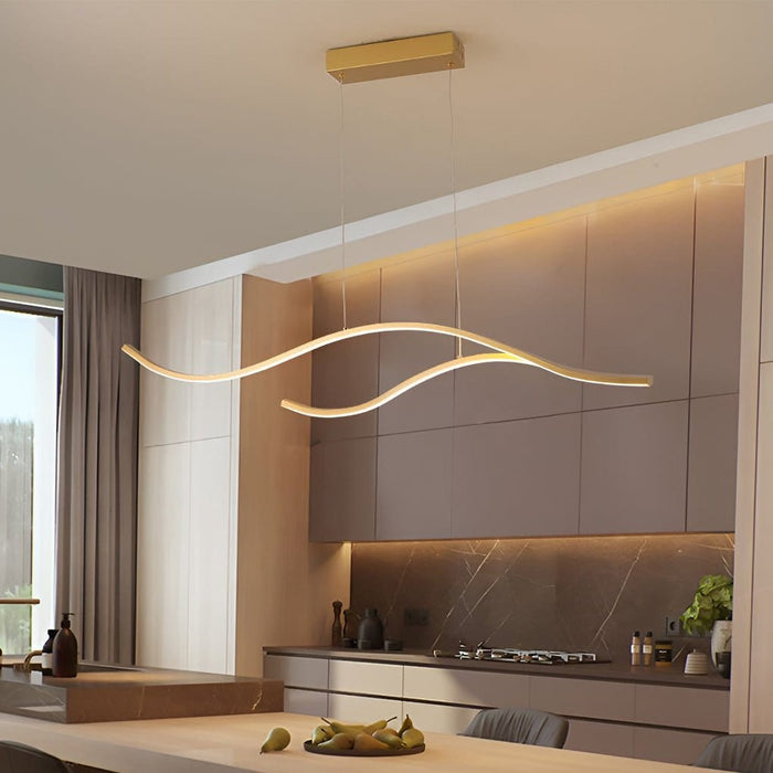 Modern Waves Shaped Island Chandelier Dining Room