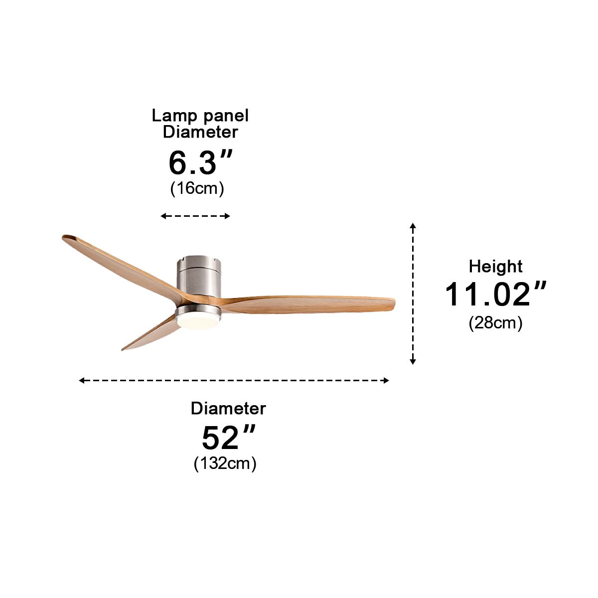 60 in. Ceiling Fan Light, Wood Grain, DC Motor, 6-Speed Reversible, Remote Control