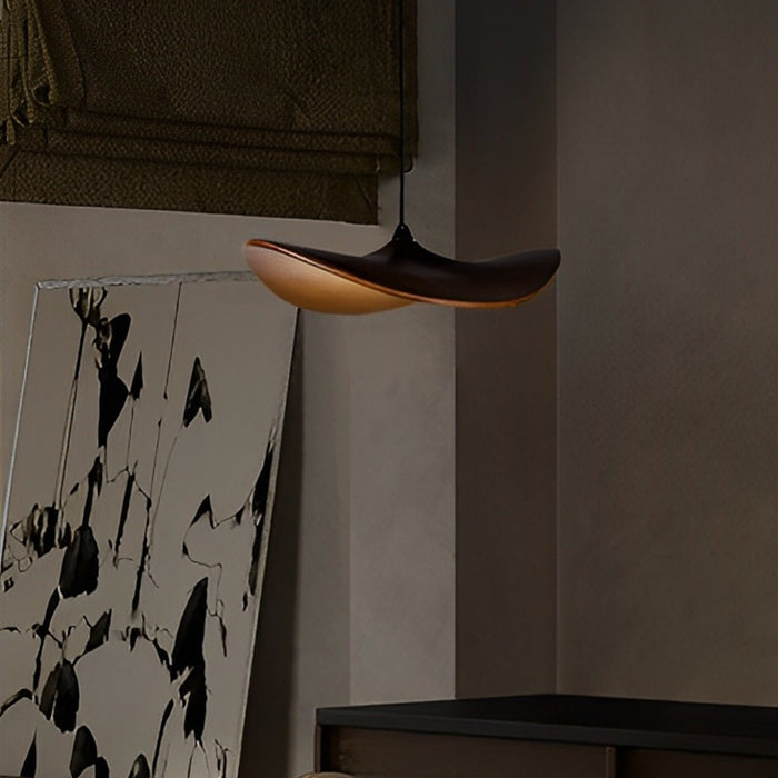Lotus Leaf LED Pendant Light - Modern Wood Style, Adjustable Height Ceiling Fixture for Dining Room, Kitchen