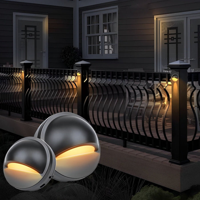 Round Modern Step Light - Recessed LED Stairway Lamp for Outdoor Deck and Patio Lighting