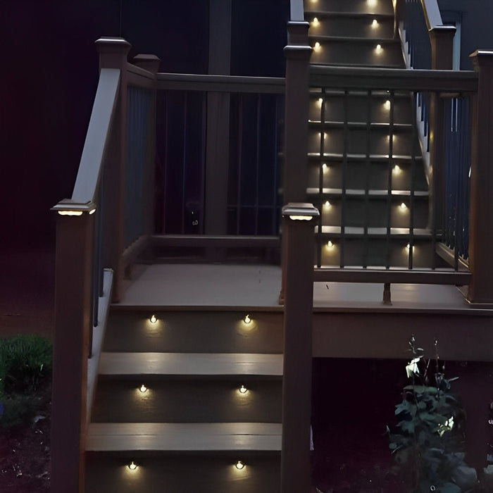Round Modern Step Light - Recessed LED Stairway Lamp for Outdoor Deck and Patio Lighting