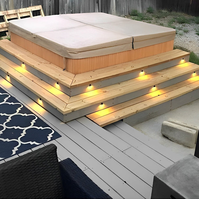 Round Modern Step Light - Recessed LED Stairway Lamp for Outdoor Deck and Patio Lighting