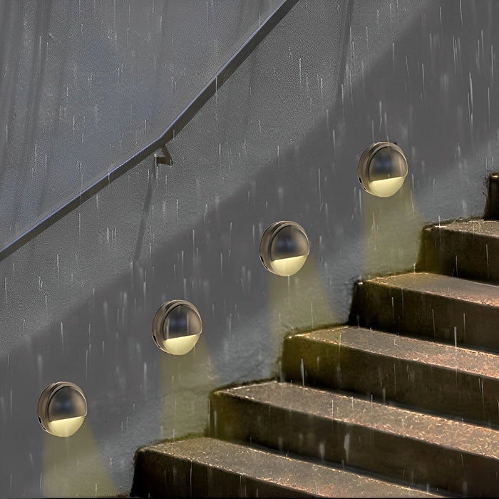 Round Modern Step Light - Recessed LED Stairway Lamp for Outdoor Deck and Patio Lighting