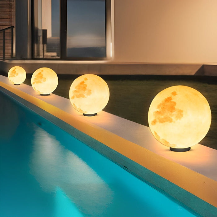Moon Globe Post Light - Outdoor LED Fence Pillar Lamp, Solar/Hardwired