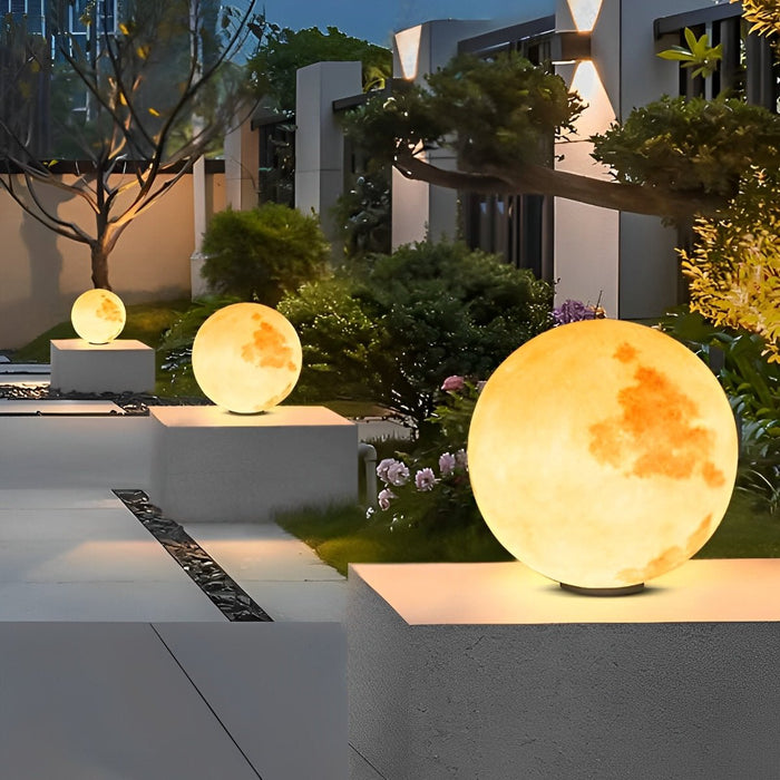 Moon Globe Post Light - Outdoor LED Fence Pillar Lamp, Solar/Hardwired
