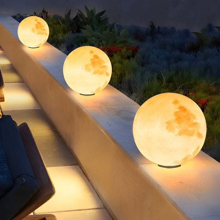 Moon Globe Post Light - Outdoor LED Fence Pillar Lamp, Solar/Hardwired