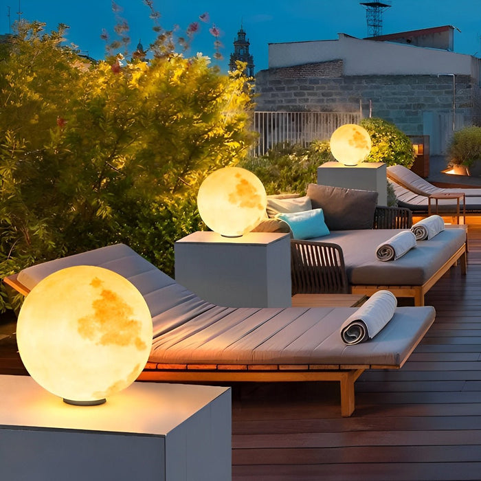 Moon Globe Post Light - Outdoor LED Fence Pillar Lamp, Solar/Hardwired