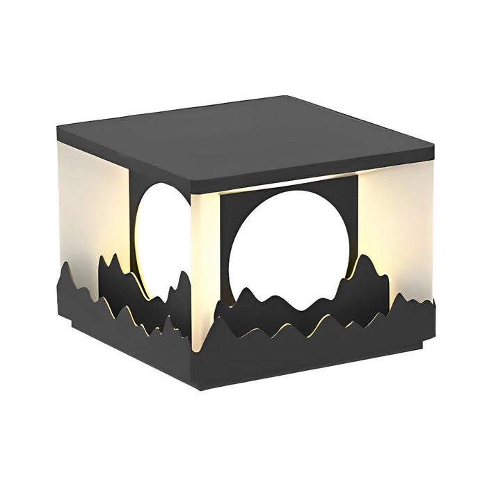 Square Outdoor Pillar Lights - Modern Mountain Design, Solar Powered Fence Post Light