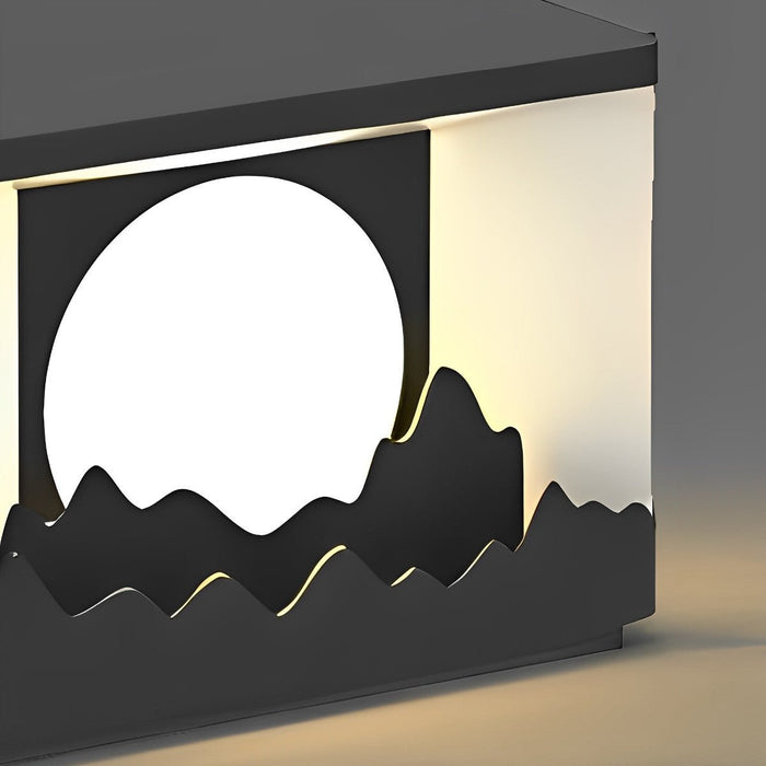 Square Outdoor Pillar Lights - Modern Mountain Design, Solar Powered Fence Post Light