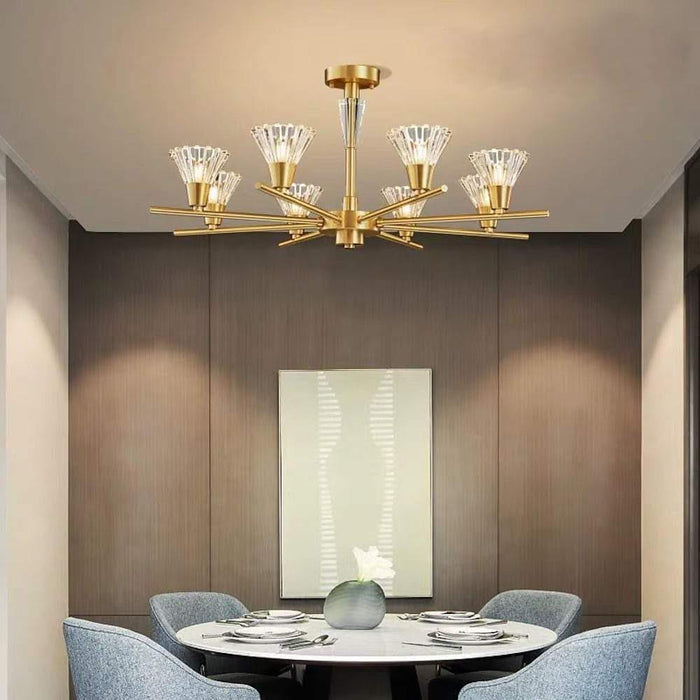 6-light LED Glass Copper Modern Ceiling Lights Flush Mount Lighting