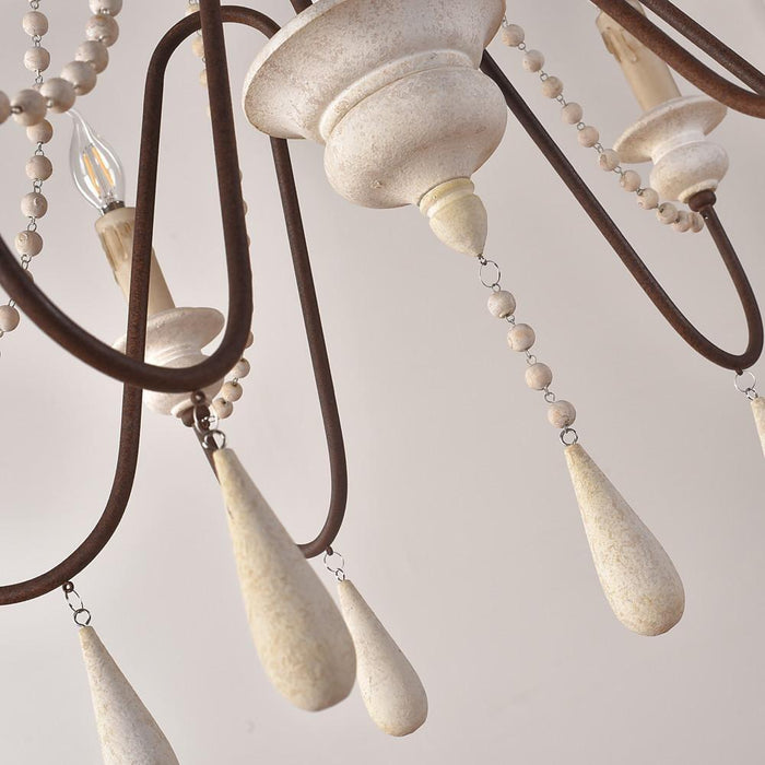 Candle Shaped Beaded Tassel LED Rustic Chandelier Pendant Light Hanging Lamp