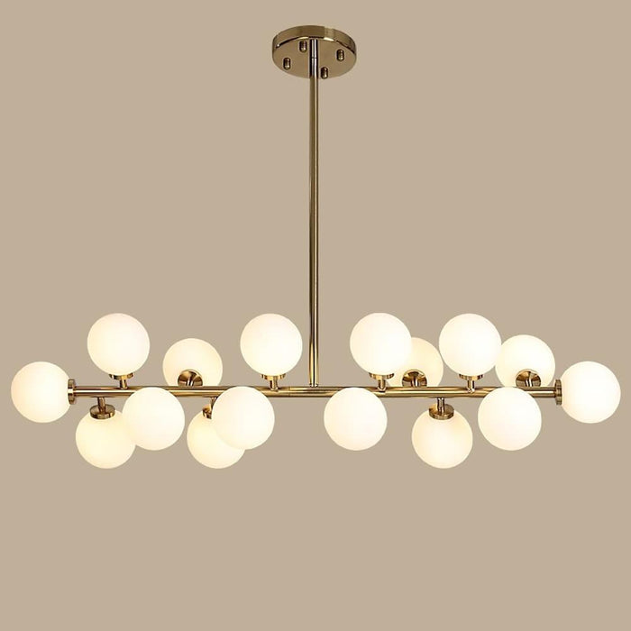 Modern Gold Kitchen Island Light - 16-Light Linear Iron & Global Glass Ceiling Lights Fixture | 48W. 110V. Hardwired. Indoor