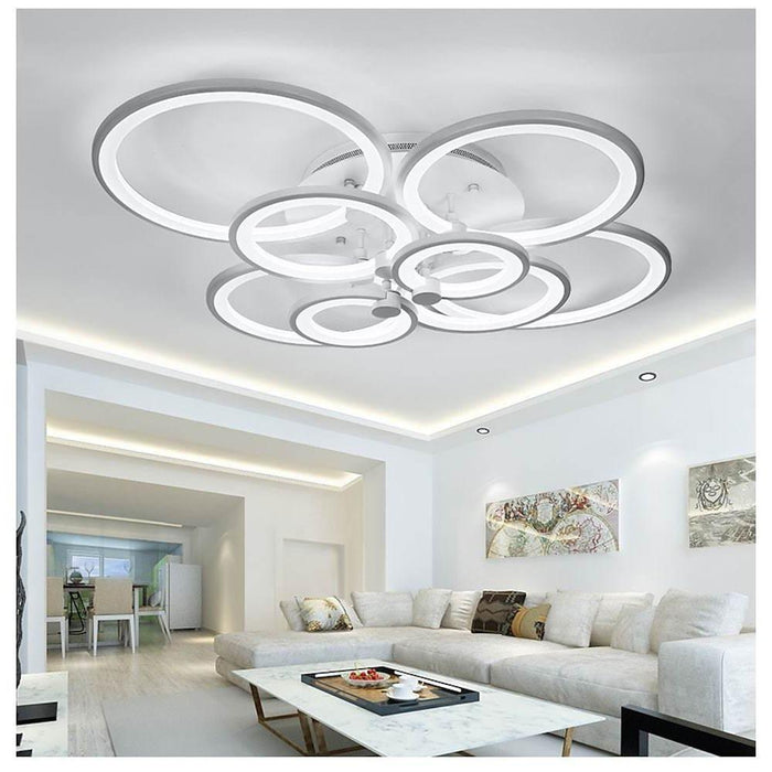 White/Black Acrylic Overlapping Rings LED Semi Flush Mount Ceiling Light