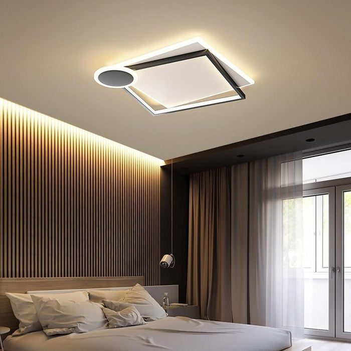 Squares Circle Metal Offset Flush Mount Light LED Bedroom Ceiling Lights
