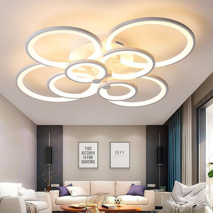White/Black Acrylic Overlapping Rings LED Semi Flush Mount Ceiling Light