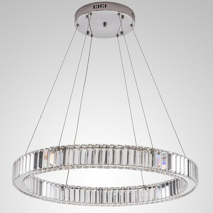 Adjustable Creative Circle Design High Ceiling Chandelier Metal Crystal Light