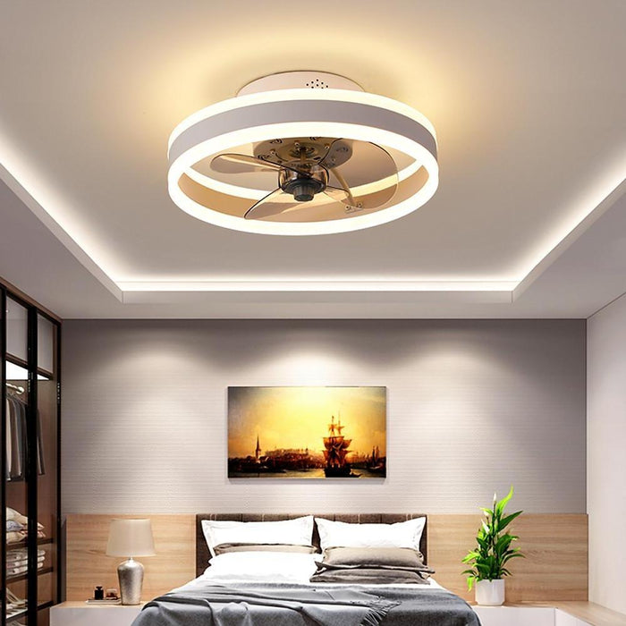 16'' Circular Dimmable LED Modern Ceiling Fan Light Chandelier with Fan