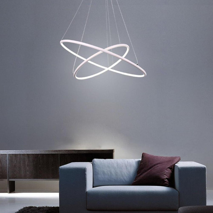 Adjustable 2 Ring Dimmable LED Modern Chandeliers Hanging Ceiling Lights