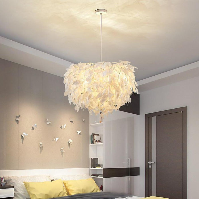 Modern Scandinavian Fabric Pendant Lightâ€?White & Gold. LED. Dimmable. 24''