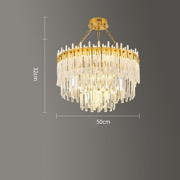 Nordic Style Round Gold Crystal Chandelier: 16 cord. Gold. Neutral Light