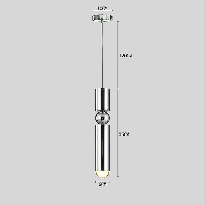 Elongated Cylindrical Electroplated Metal LED Modern Pendant Lighting
