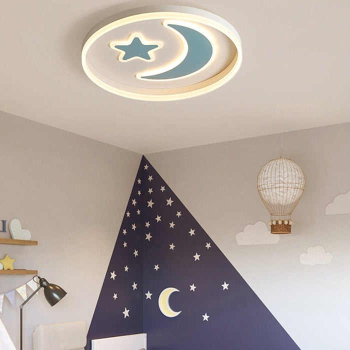 Nordic Cartoon Creative Star Moon Electrodeless Dimming Ceiling Lamp Kid's Room