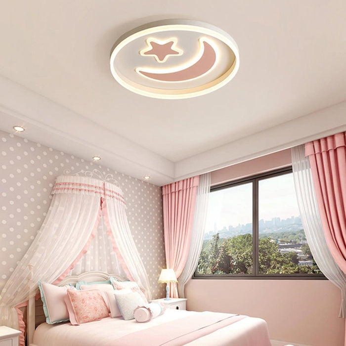 Nordic Cartoon Creative Star Moon Electrodeless Dimming Ceiling Lamp Kid's Room