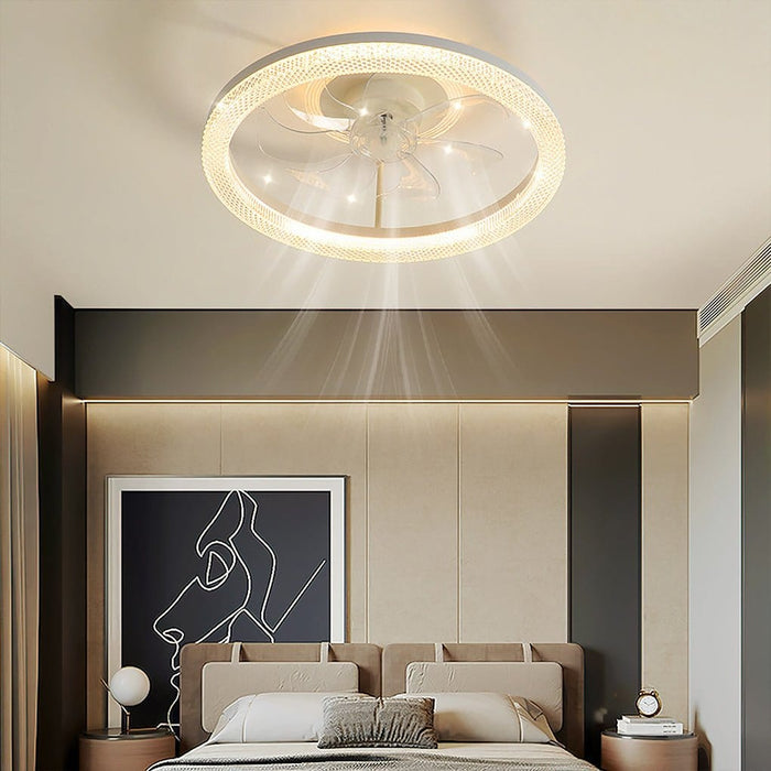 Nordic Minimalist Mute Six-speed Adjustable LED Ceiling Fan Lamp for Bedroom Living Room