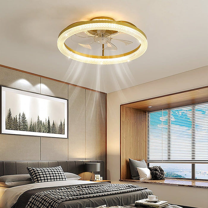 Nordic Minimalist Mute Six-speed Adjustable LED Ceiling Fan Lamp for Bedroom Living Room