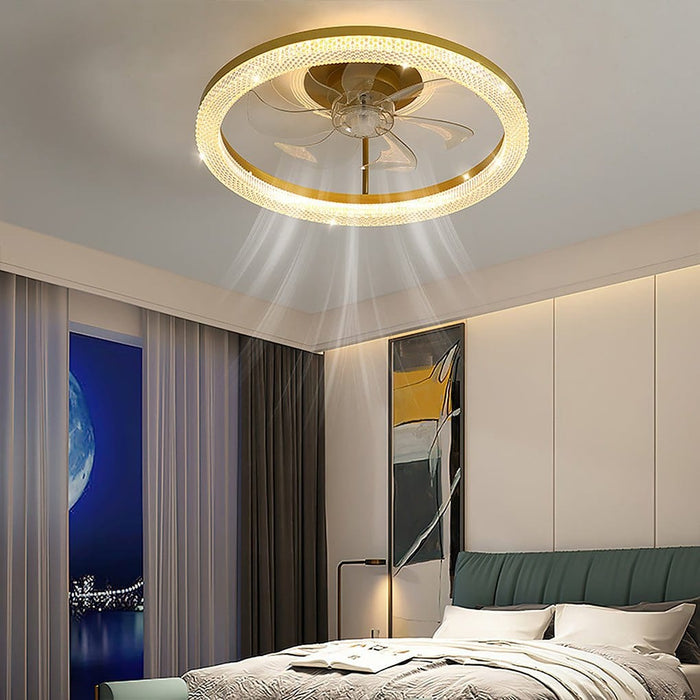 Nordic Minimalist Mute Six-speed Adjustable LED Ceiling Fan Lamp for Bedroom Living Room