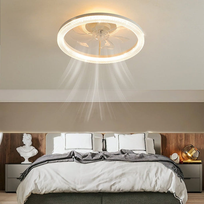 Nordic Minimalist Mute Six-speed Adjustable LED Ceiling Fan Lamp for Bedroom Living Room