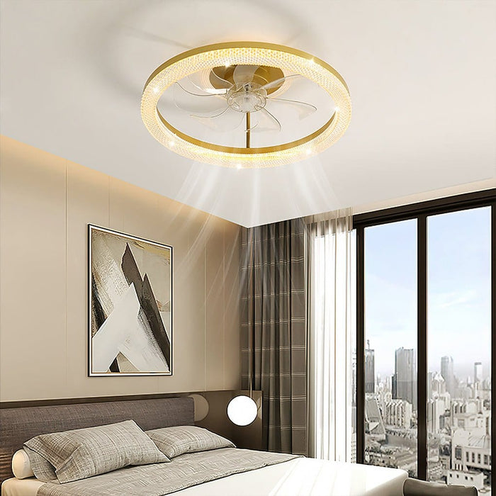 Nordic Minimalist Mute Six-speed Adjustable LED Ceiling Fan Lamp for Bedroom Living Room