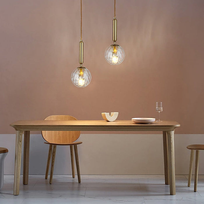Nordic Minimalist Water Pattern Glass LED Pendant Light for Bedroom Bedside Bar