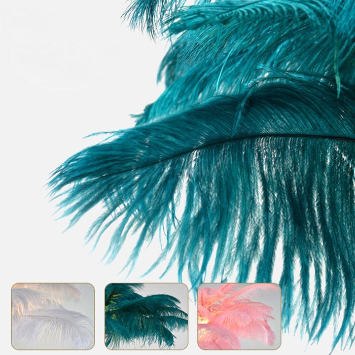 30 Inches Iron Palm Tree Shaped Ostrich Feather Floor Lamp Vertical Lamp