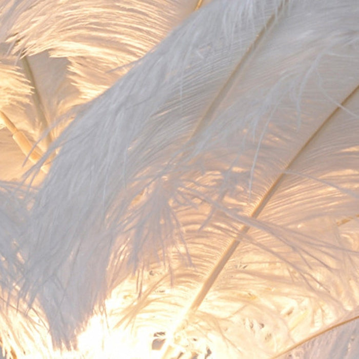 30 Inches Iron Palm Tree Shaped Ostrich Feather Floor Lamp Vertical Lamp