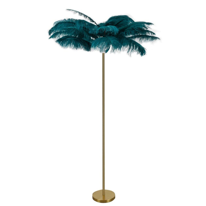 30 Inches Iron Palm Tree Shaped Ostrich Feather Floor Lamp Vertical Lamp