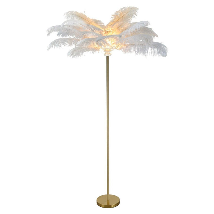 30 Inches Iron Palm Tree Shaped Ostrich Feather Floor Lamp Vertical Lamp