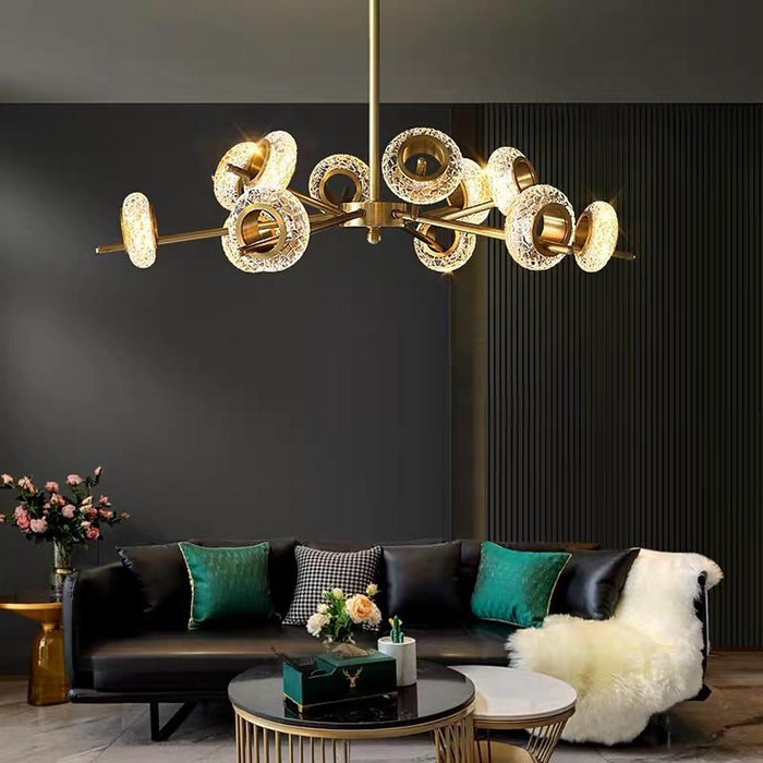 Electroplated Metal Crystal LED Gold Modern Chandeliers Ceiling Lights