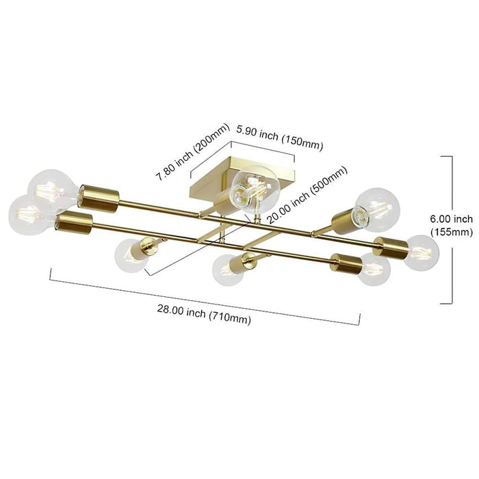 8-light LED Electroplated Metal Vintage Ceiling Lights Flush Mount Lighting