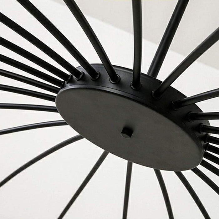 Modern 24-light Streamlined Round Chandelier - 24 LED Bulbs. 63'' Dia. Adjustable Height. Black Finish