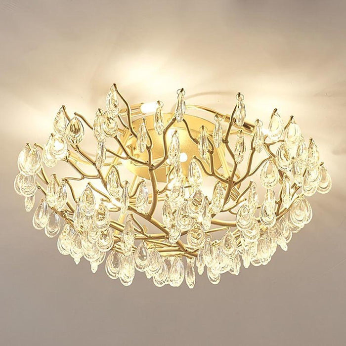 Crystal Contemporary Chandeliers Gold Bedroom Chandelier with10 LED Bulbs