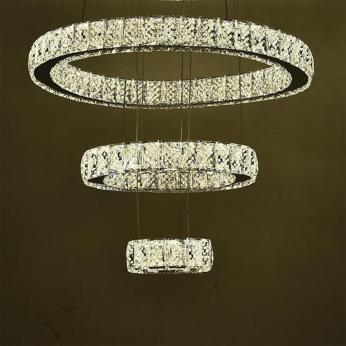 3 Circles Design Electroplated Crystal Dimmable LED Modern Chandeliers