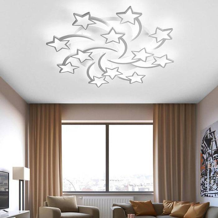 Celestial Shooting Stars Flush Mount Ceiling Light- LED. Dimmable. White. 5 to 15 Star Lights