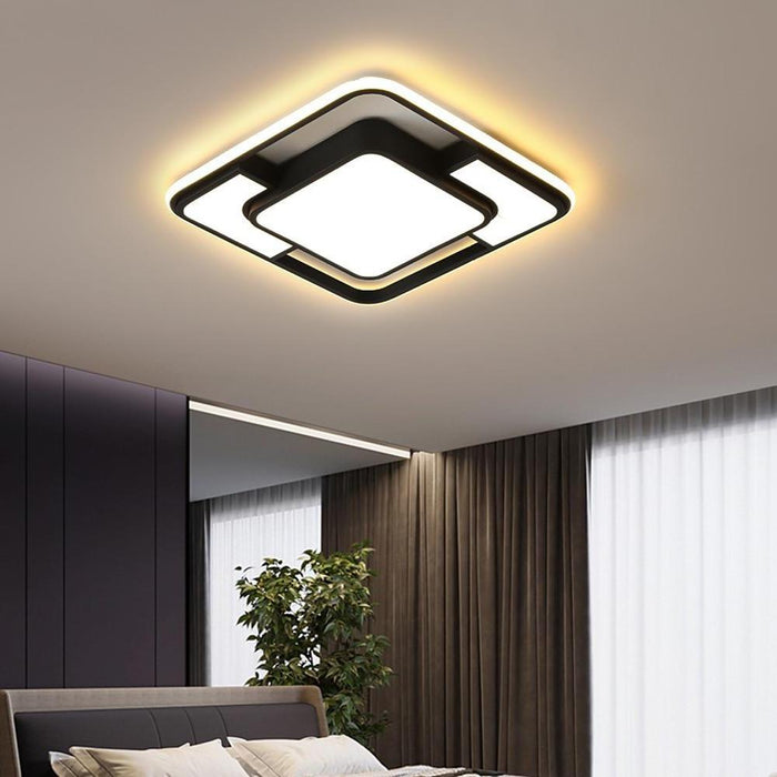 Overlapping Squares Metal Flush Mounted Lights Geometrical LED Ceiling Light
