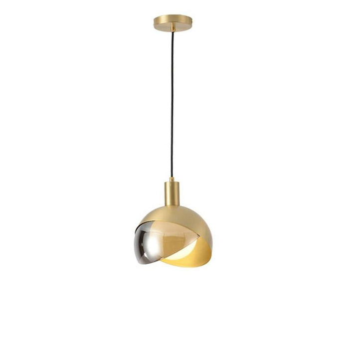 Semi Globe Metal Glass Pendant Light Shade Dual Colored Pendant Lighting
