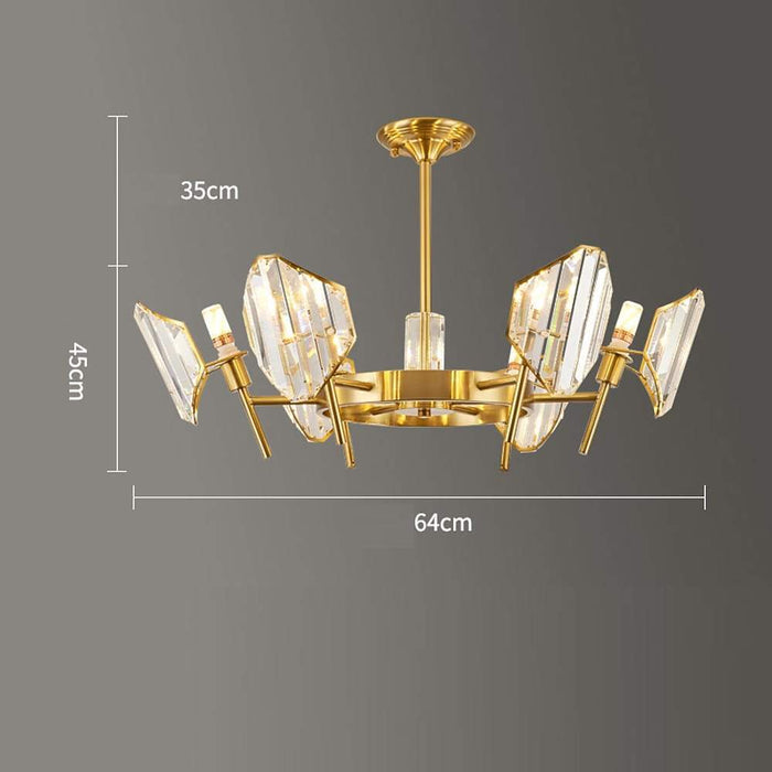 Brass Ring Frame Crystal Chandelier -  Gold Metal. Crystal Accents Pendant Lights