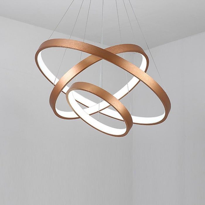 Acrylic Bronze 3-Tier Ring Chandelier Dimmable LED. 59 Adjustable Pendant Lights