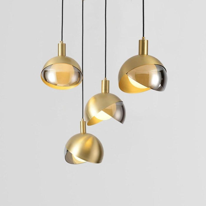 Semi Globe Metal Glass Pendant Light Shade Dual Colored Pendant Lighting