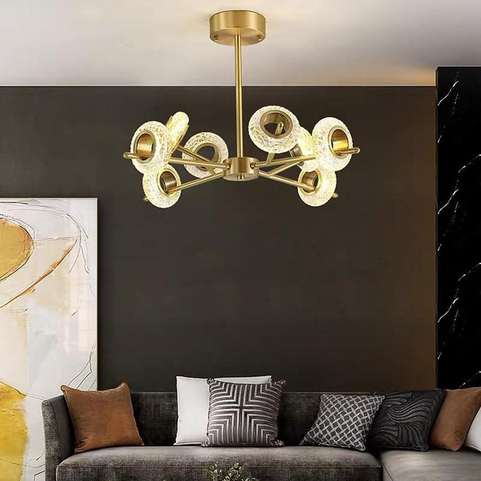 Electroplated Metal Crystal LED Gold Modern Chandeliers Ceiling Lights
