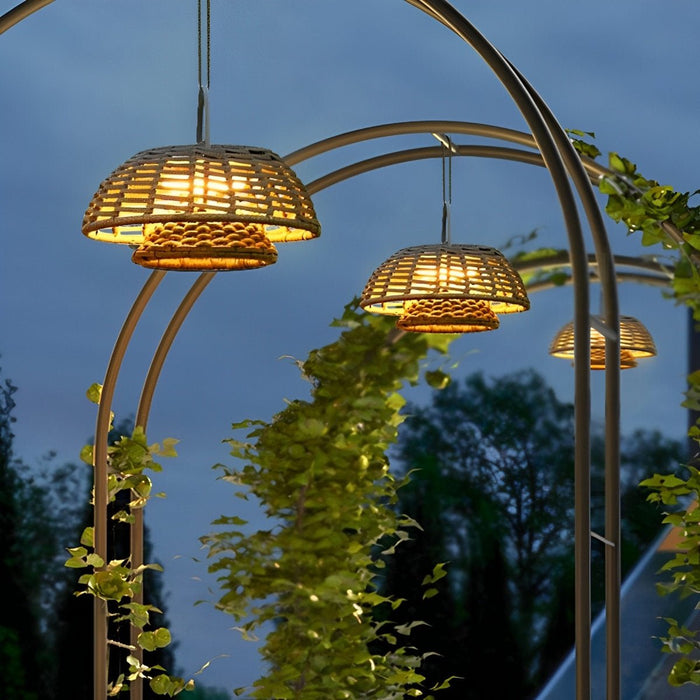 Rattan Lantern Outdoor Pendant Light - Waterproof Hanging Patio Lamp, Courtyard Landscape Lighting
